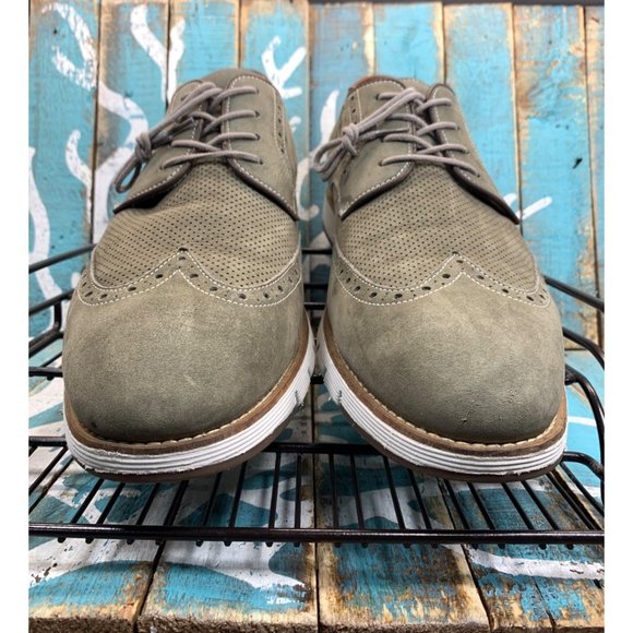 Johnston & Murphy Martell Perforated Wingtip Gray Tumble Nubuck Sz 13M - Picture 3 of 10